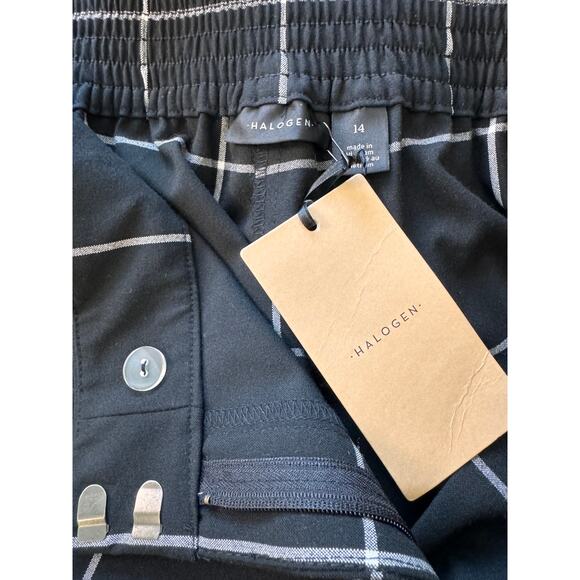 NEW HALOGEN NORDSTROM Black White Check High Rise Wide-Leg Pants Size 14 - Picture 4 of 5